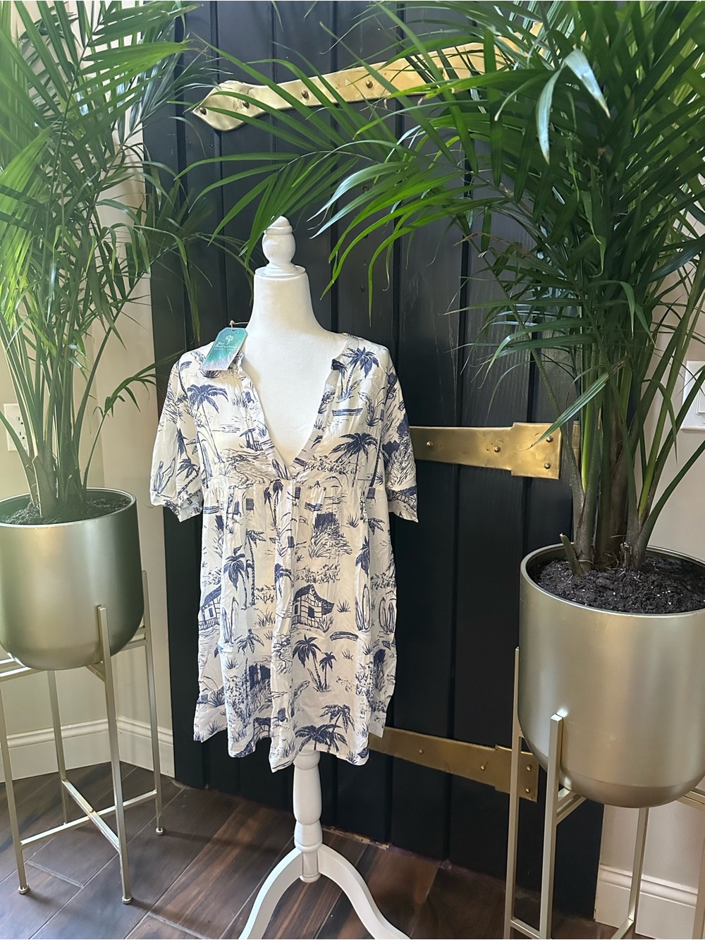 True Destination resort wear dress sundress beach coverup sz. M blue white NWT - Picture 1 of 6